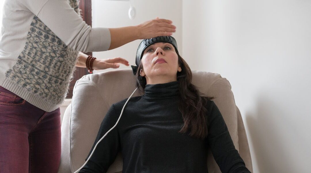 a person undergoing neurofeedback therapy